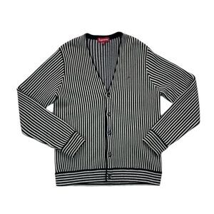 Supreme Knit Acrylic Striped Button Up Cardigan
